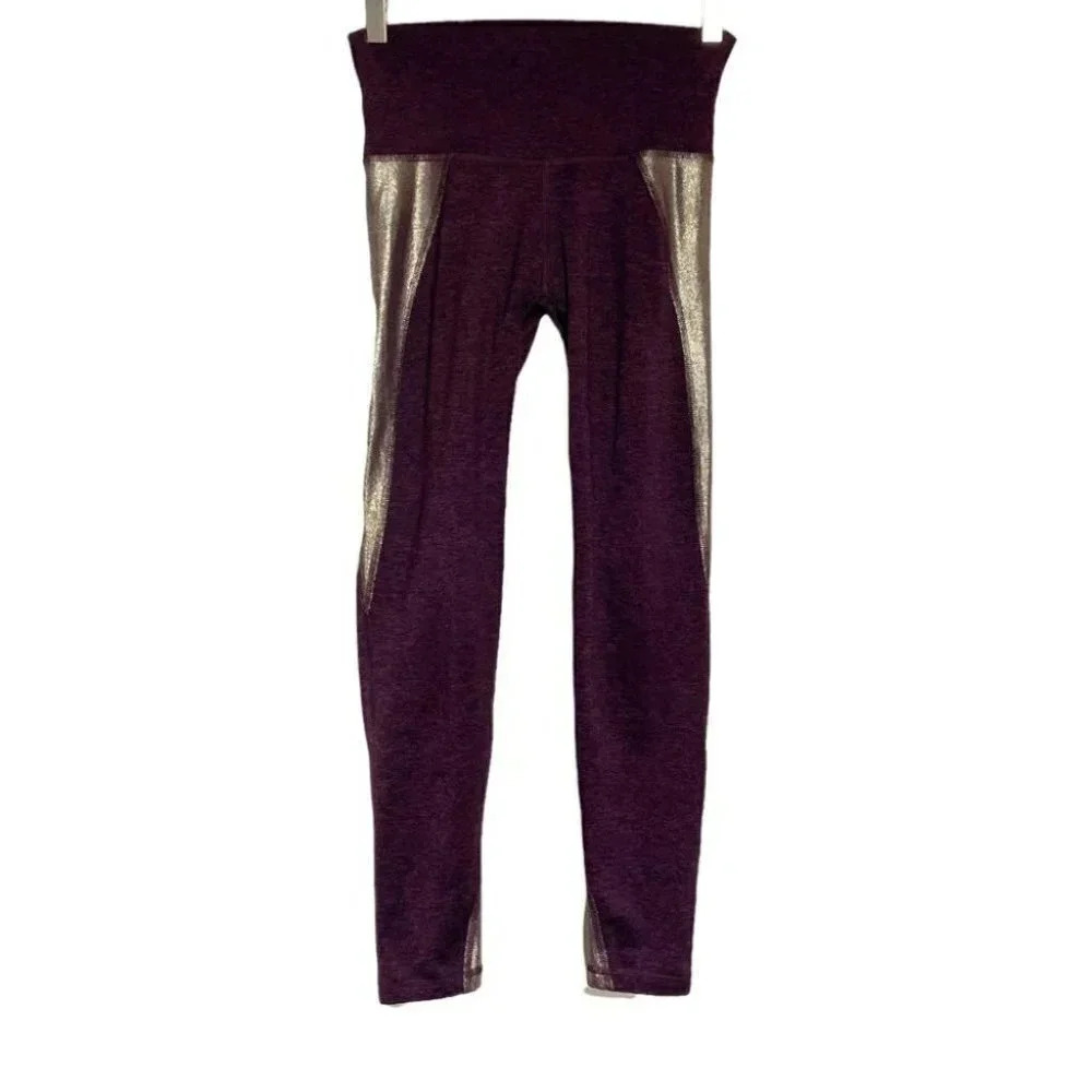 Aerie chill play move S‎ maroon with metallic side leggings